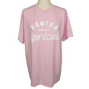 Gildan Dryblend Dayton Sportcial Pink Cotton Blend Tee Shirt Size Large